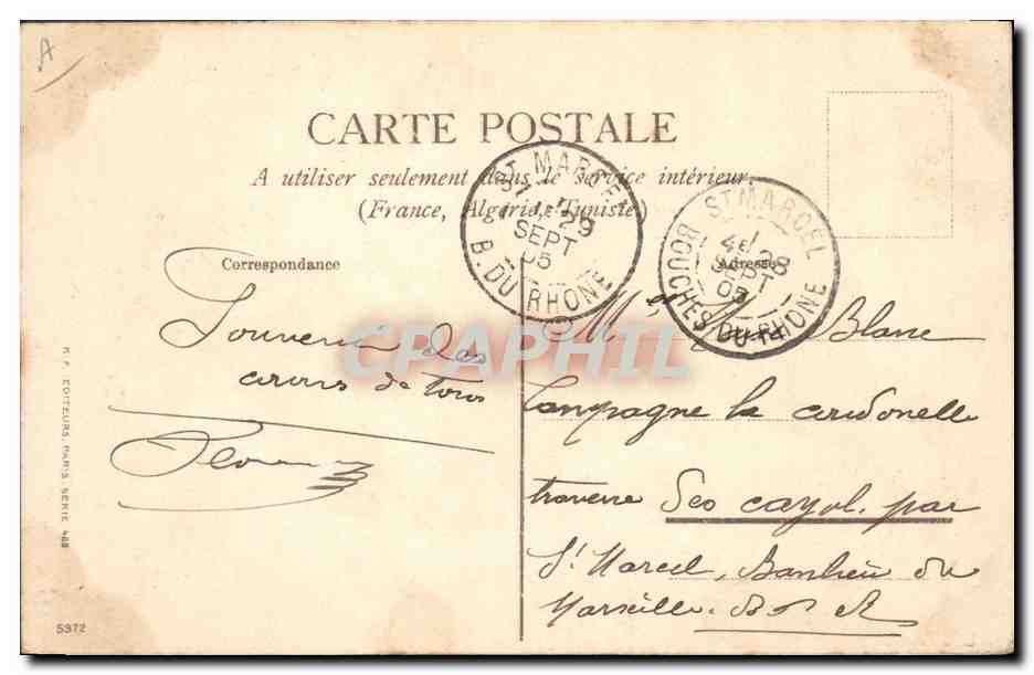 Quiebro de Rodillas 1º — scène de taureau noir et matador — éditeur non visible — Verso