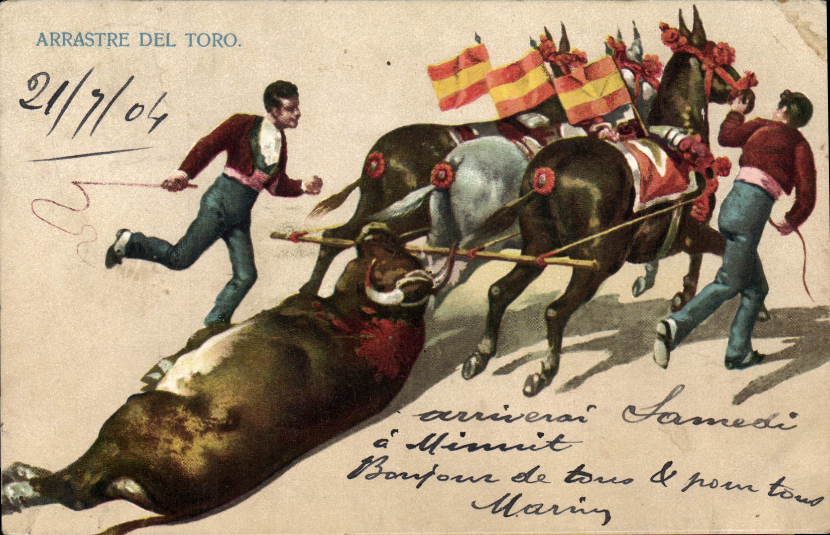 CPA Corrida Course de taureaux Arrastre del toro 