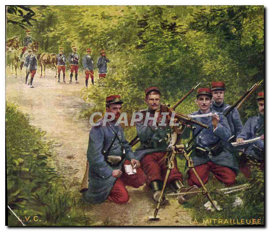 CPA Militaria La mitrailleuse