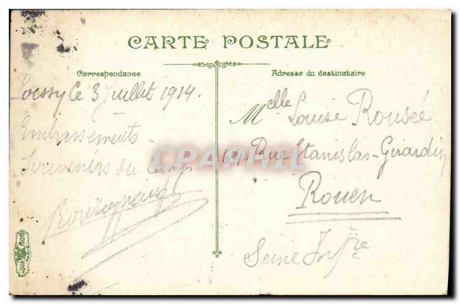 Infanterie — Distribution de la soupe — L.V. & C° n°3579 — Verso