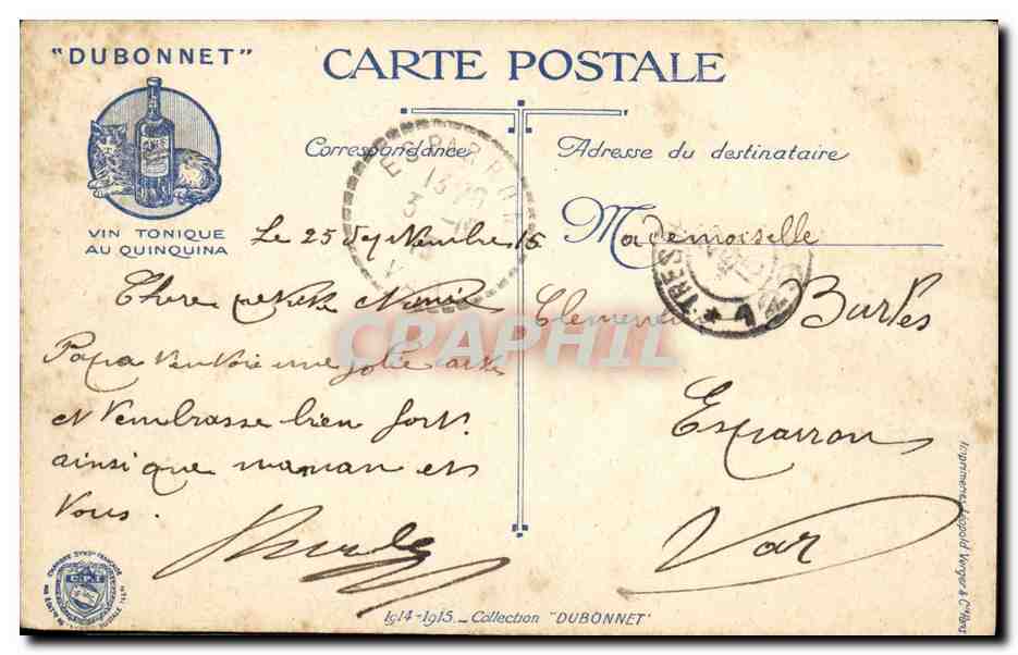 Fusiliers marins opérant dans le Nord — édition DUBONNET, n°14-1915 — Verso