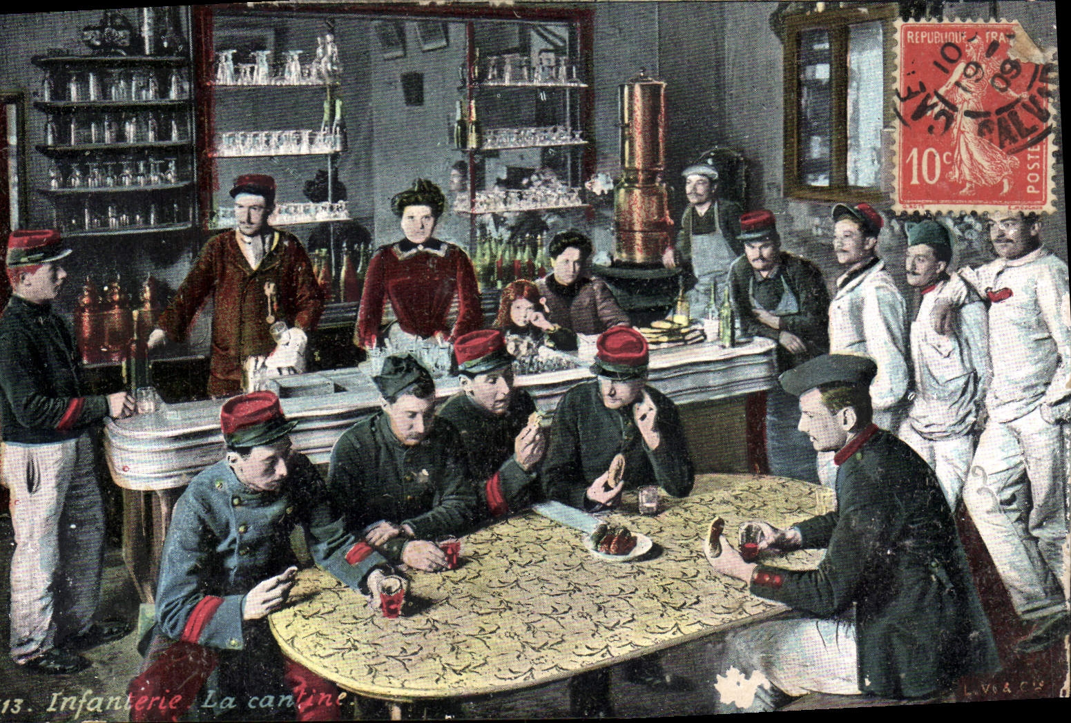 Infanterie — La cantine — Éditeur L. Viret, n°13