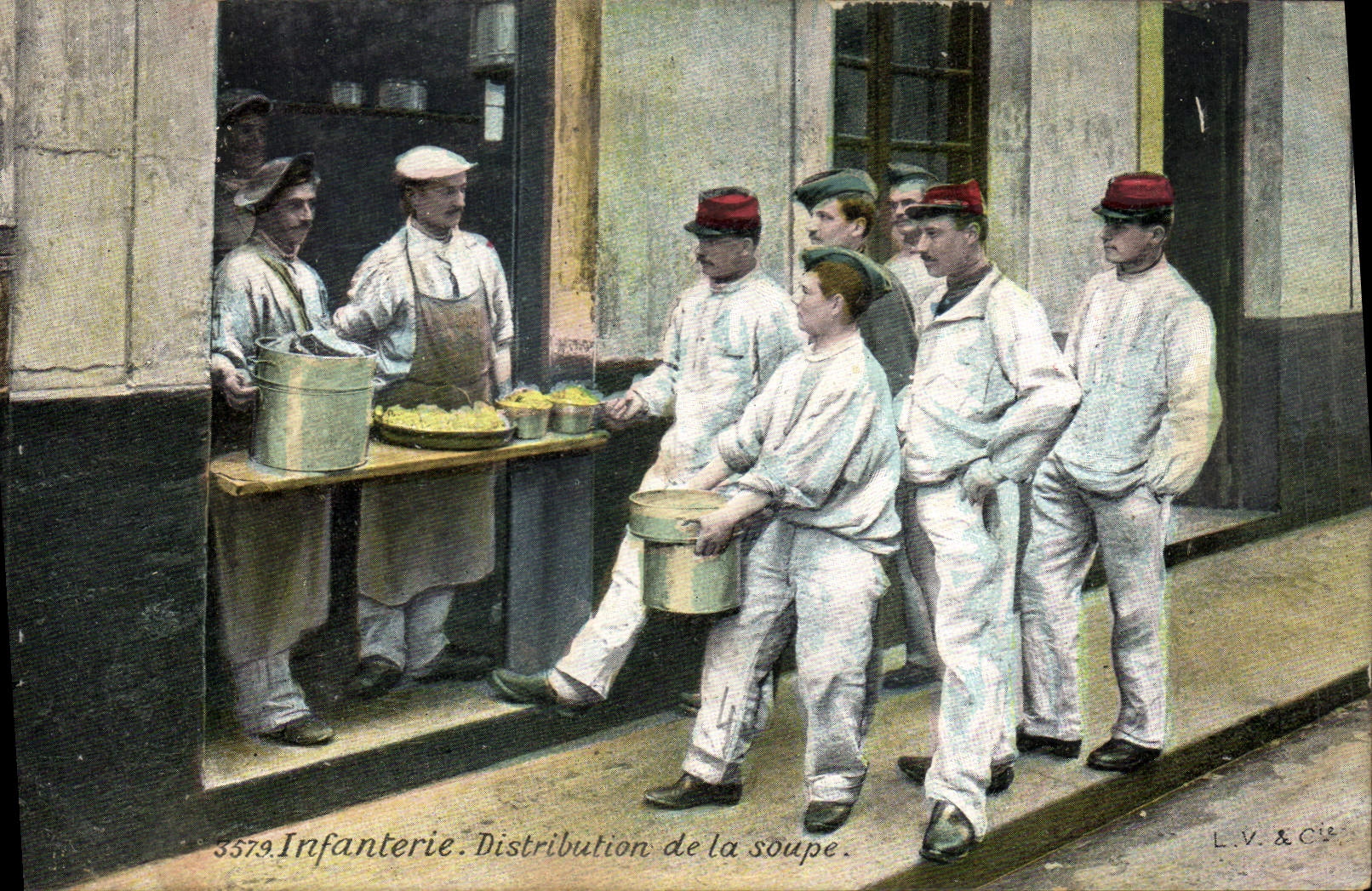 Infanterie — Distribution de la soupe — L.V. & Cie, n° 3579