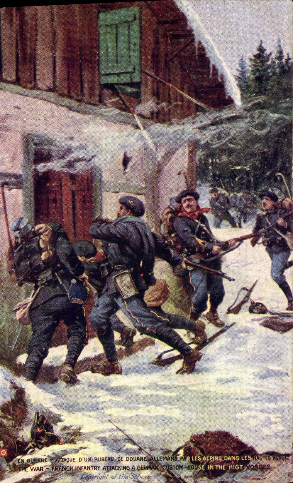 CPA Militaria Attaque d'un bureau de douane allemand par les Alpins dans les Hautes Vosges
