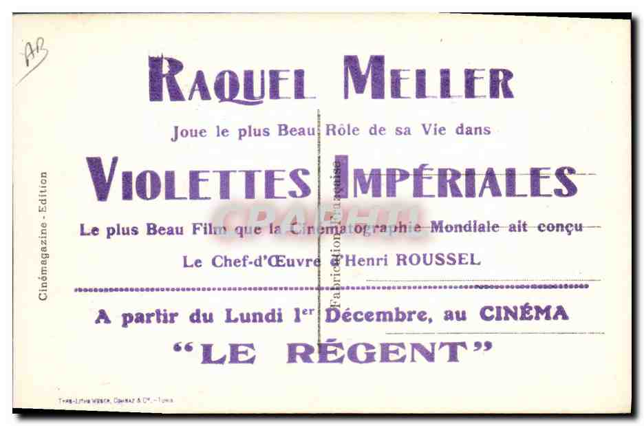 Violettes Impériales — Film de Henri Roussel — Cinéma Le Régent, Toulouse — Reverso