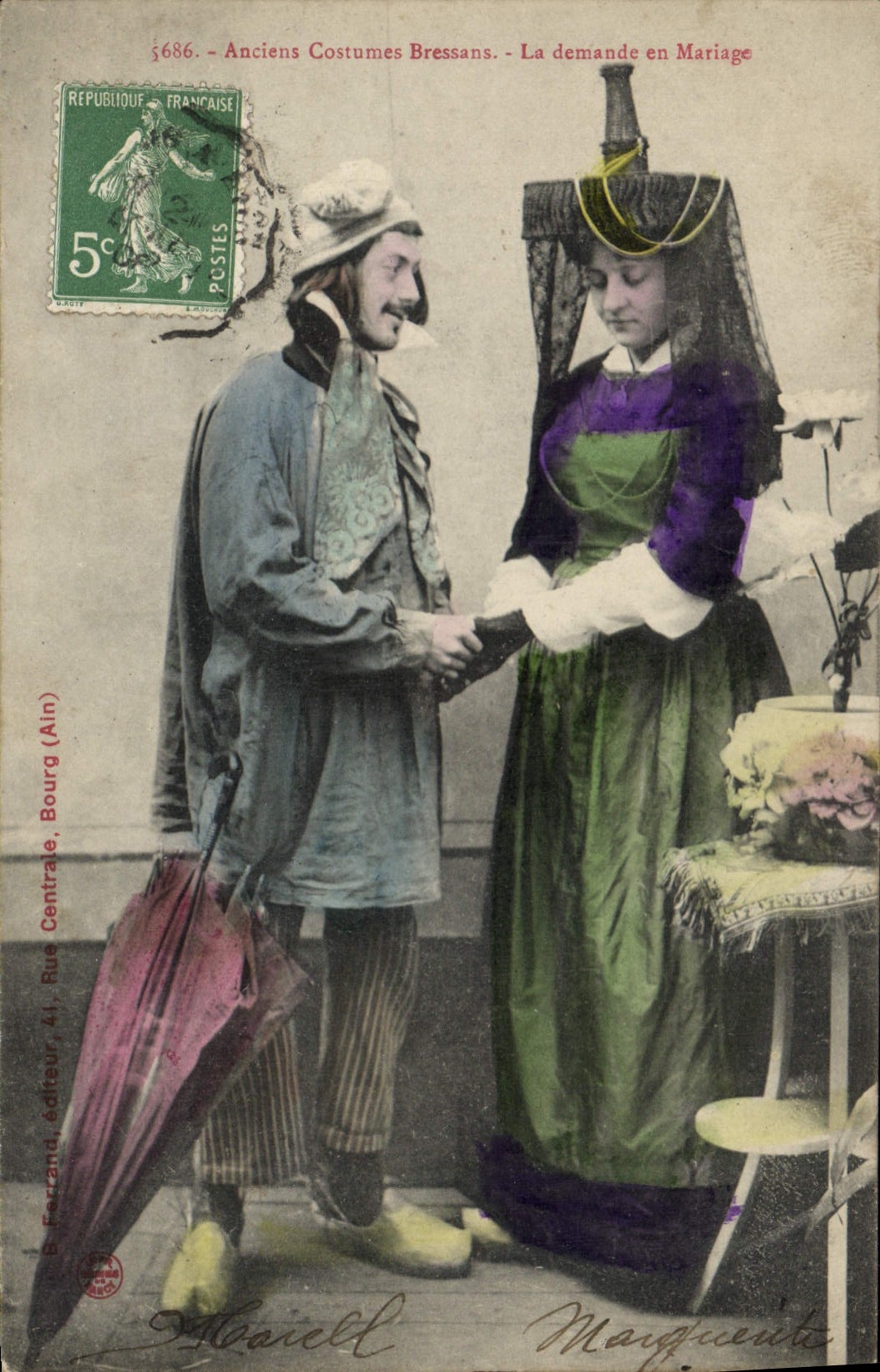 CPA Folklore Bresse Anciens costumes Bressans La demande en mariage