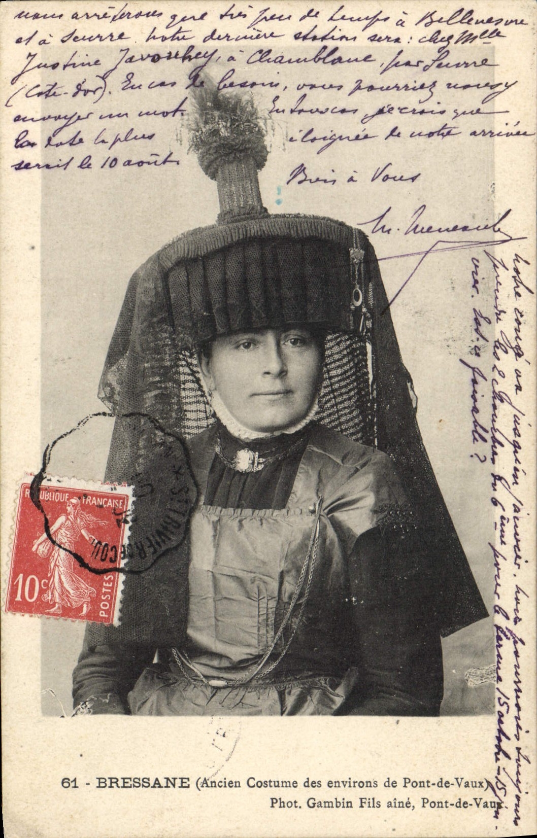 CPA Folklore Bresse Bressane Ancien costume des environs de Pont de Vaux 