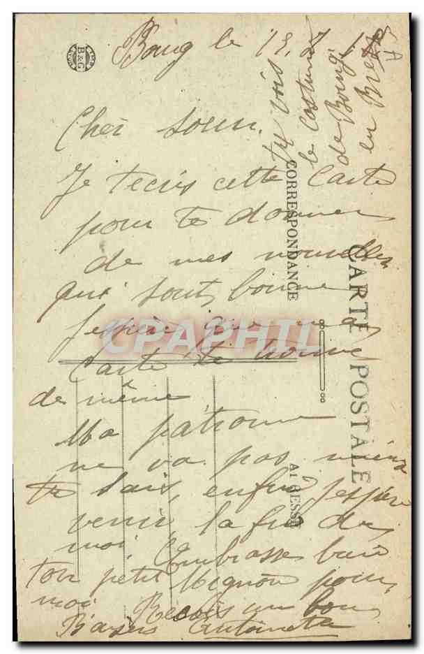 CPA Folklore Bresse Bapteme Bressane — Verso