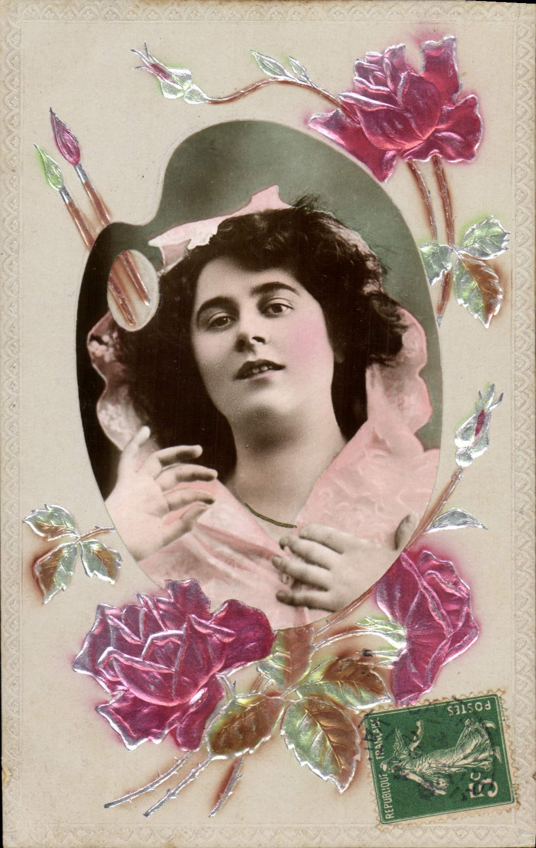 CPA Fantaisie Fleurs Femme