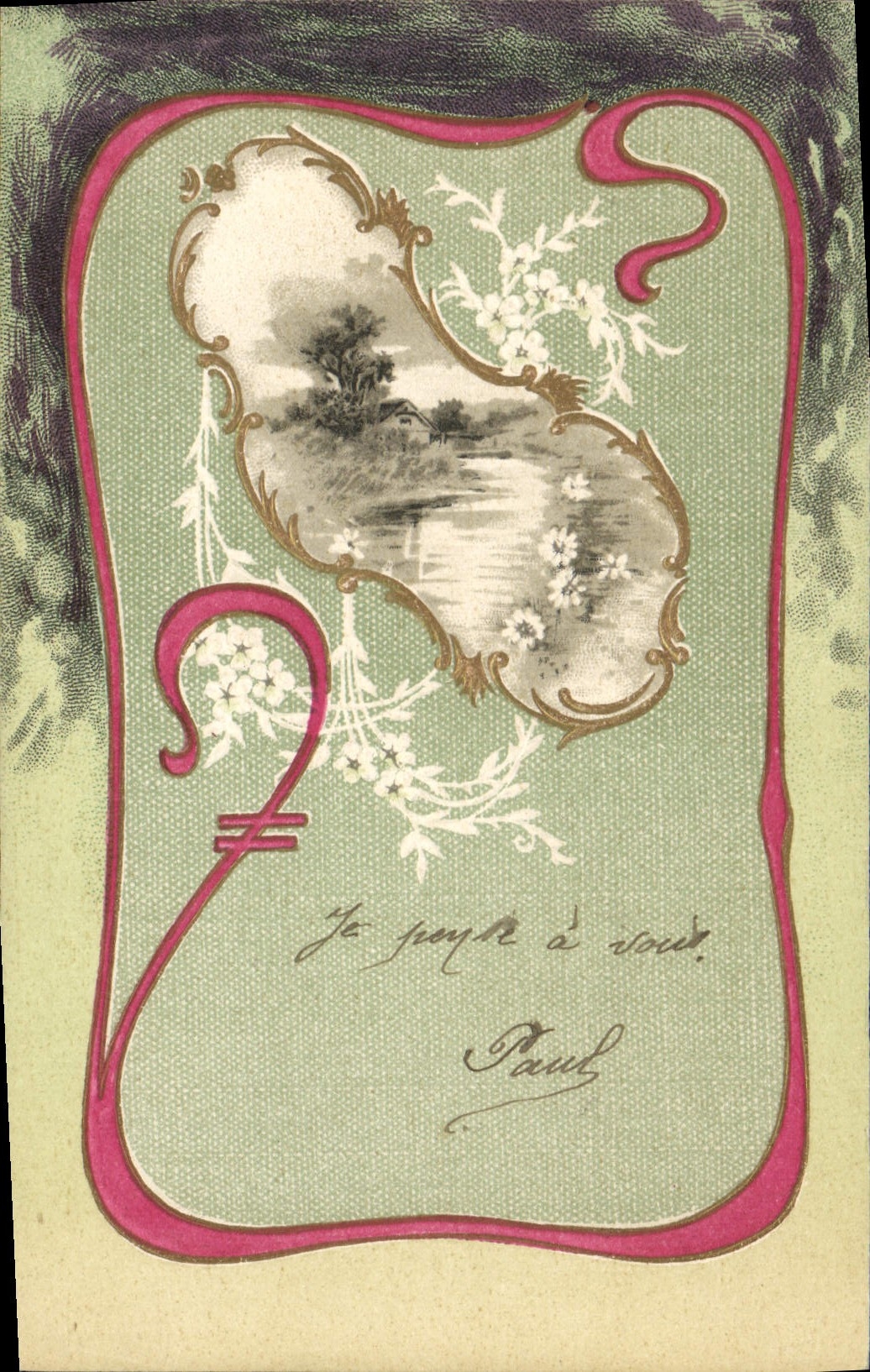Flusslandschaft — Blumenkunst im Stil Art Nouveau — Universal Postal Union, n°5