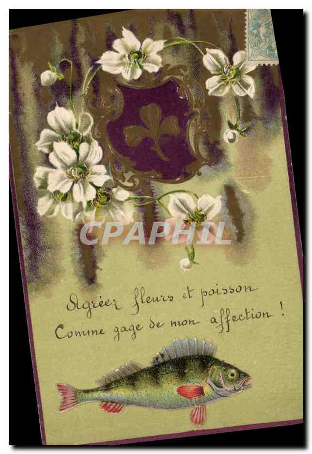 CPA Fantaisie Fleurs Poisson