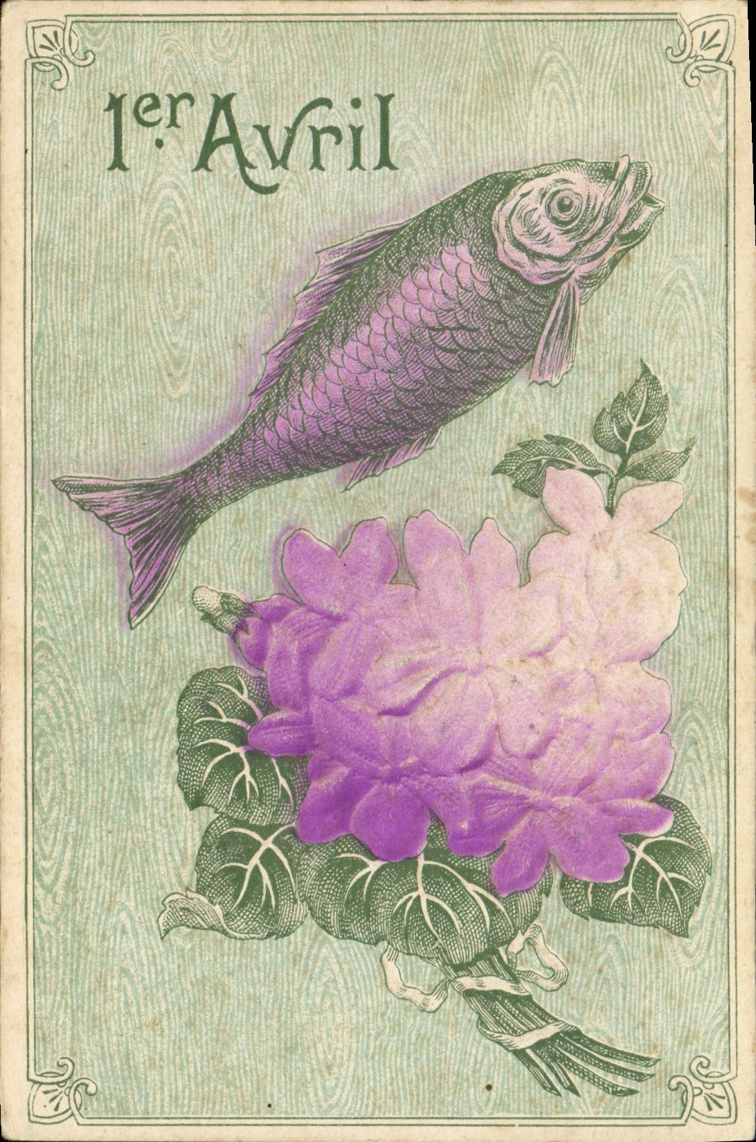 CPA Fantaisie Fleurs Poisson
