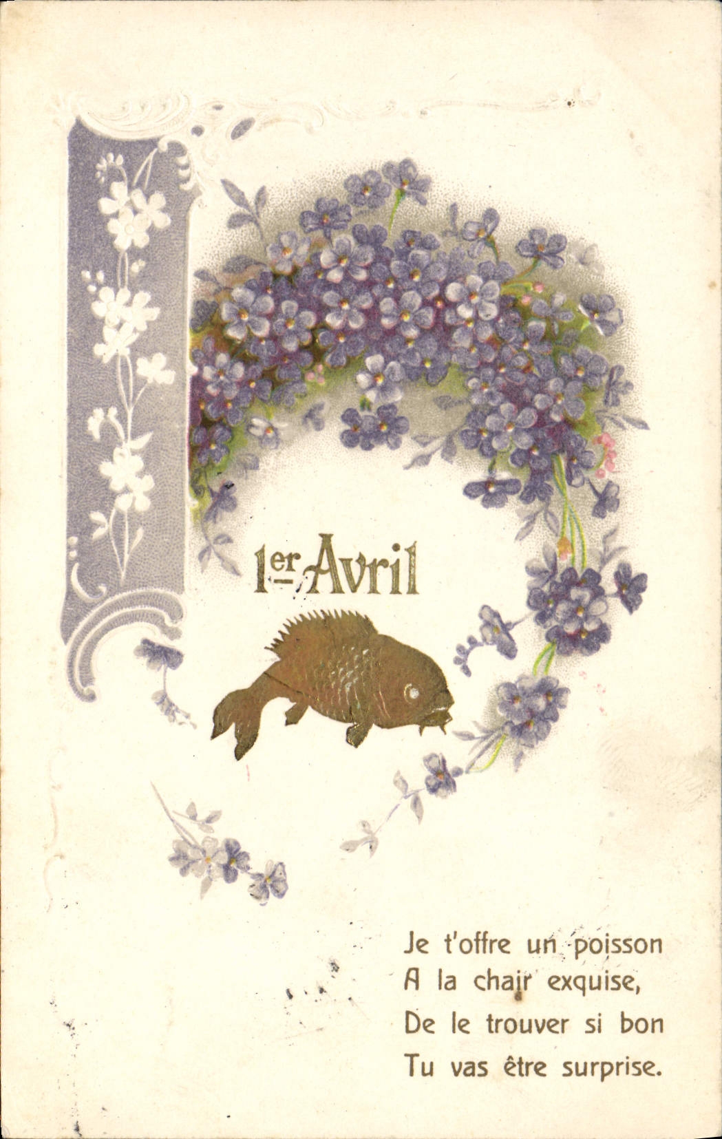 CPA Fantaisie Fleurs Poisson 1er Avril