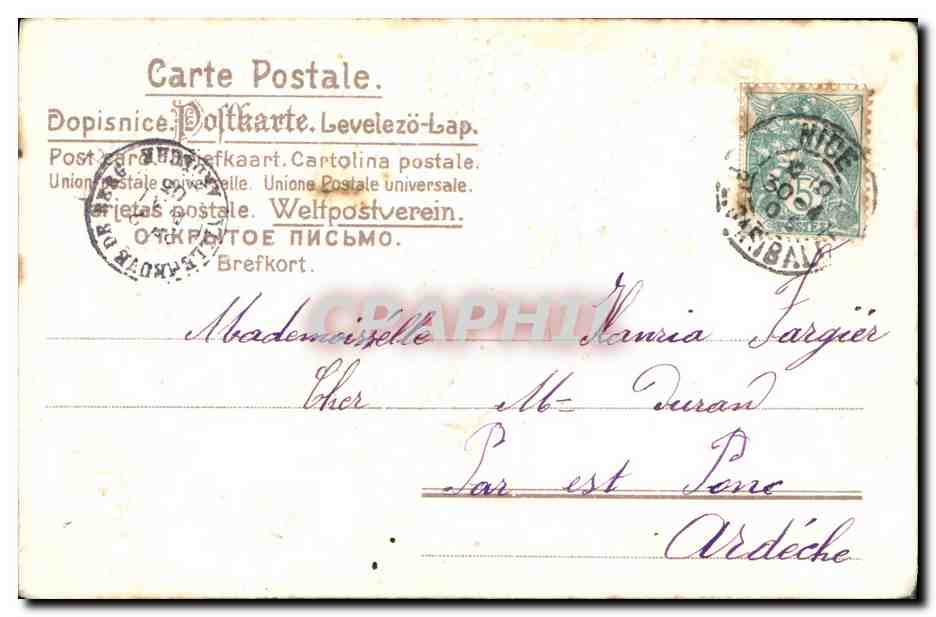 CPA Fantaisie Fleurs Oiseau — Rückseite