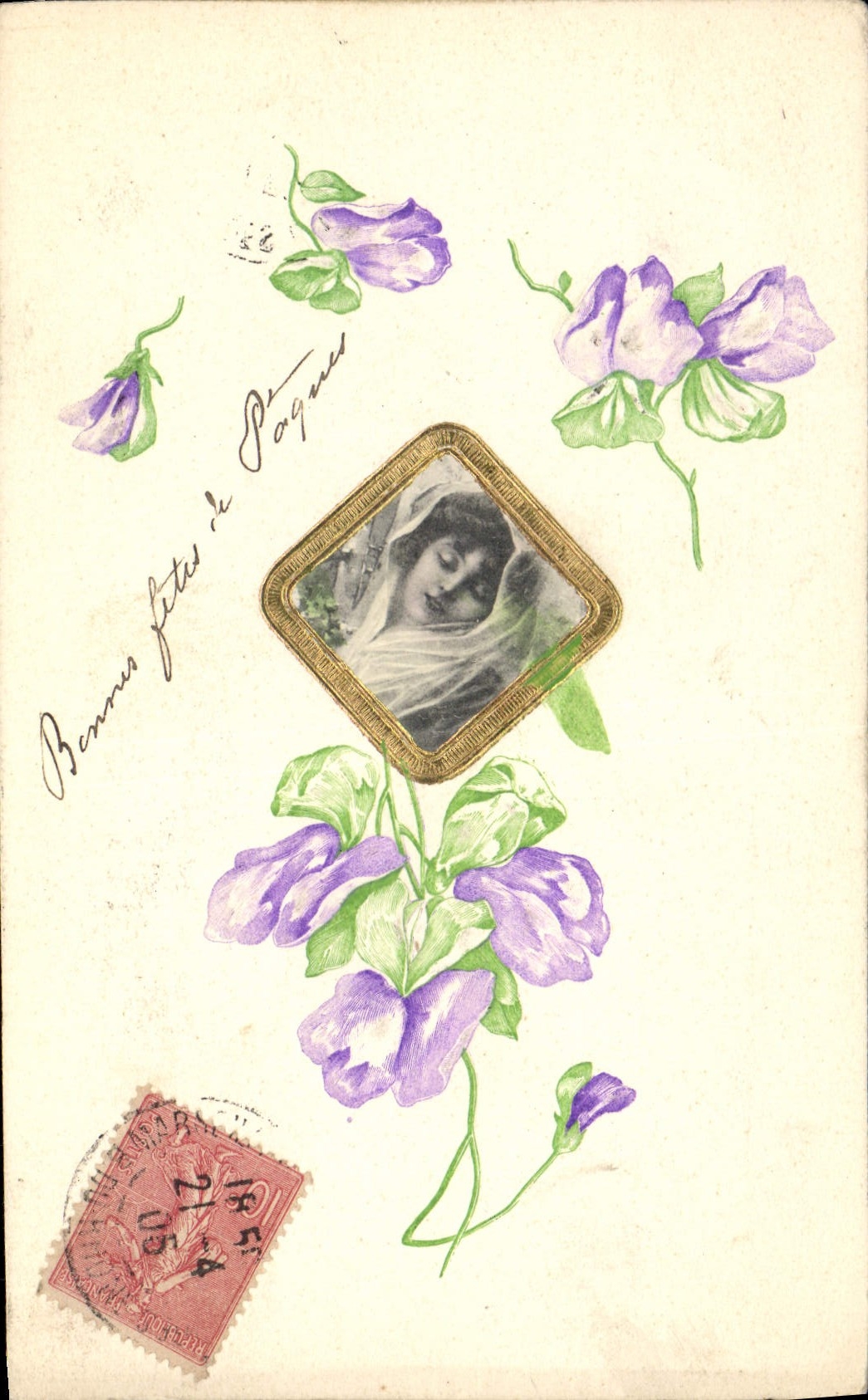 CPA Fantaisie Fleurs Femme