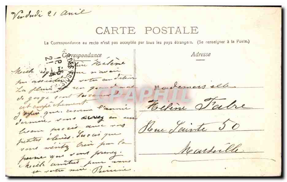 CPA Fantaisie Fleurs Femme — Rückseite