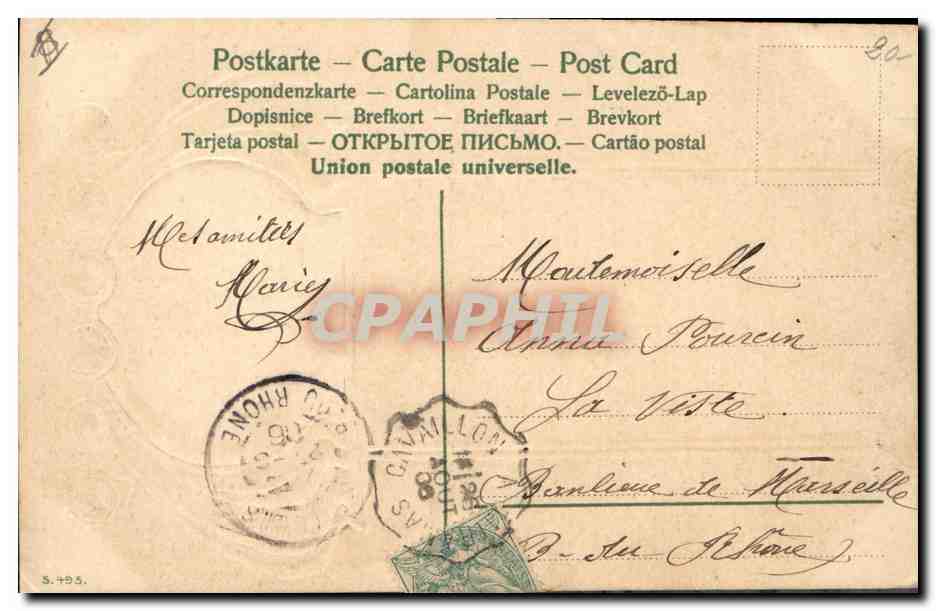 CPA Fantaisie Fleurs Femme — Verso