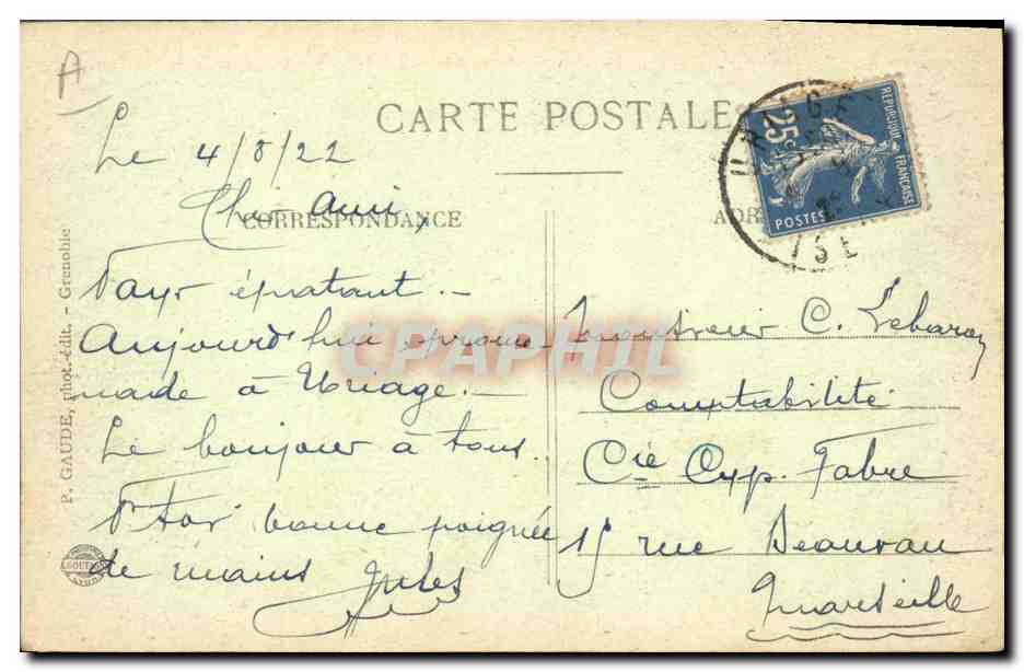 Uriage-les-Bains — Le Tennis et le Château — P. Gaude, phot. édit. Grenoble — Reverso