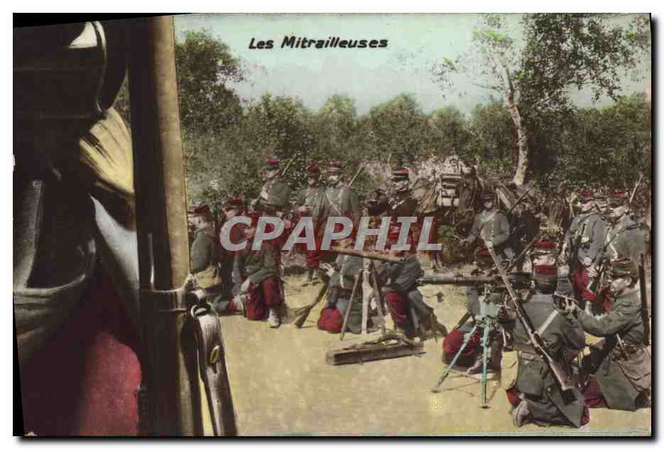 CPA Puzzle Militaria Les mitrailleuses