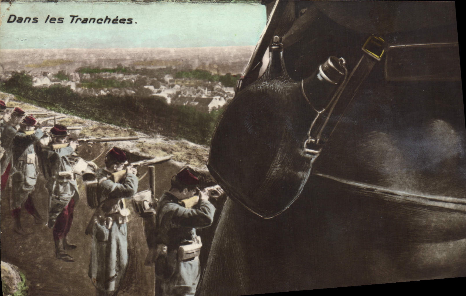 CPA Puzzle Militaria Dans les tranchees