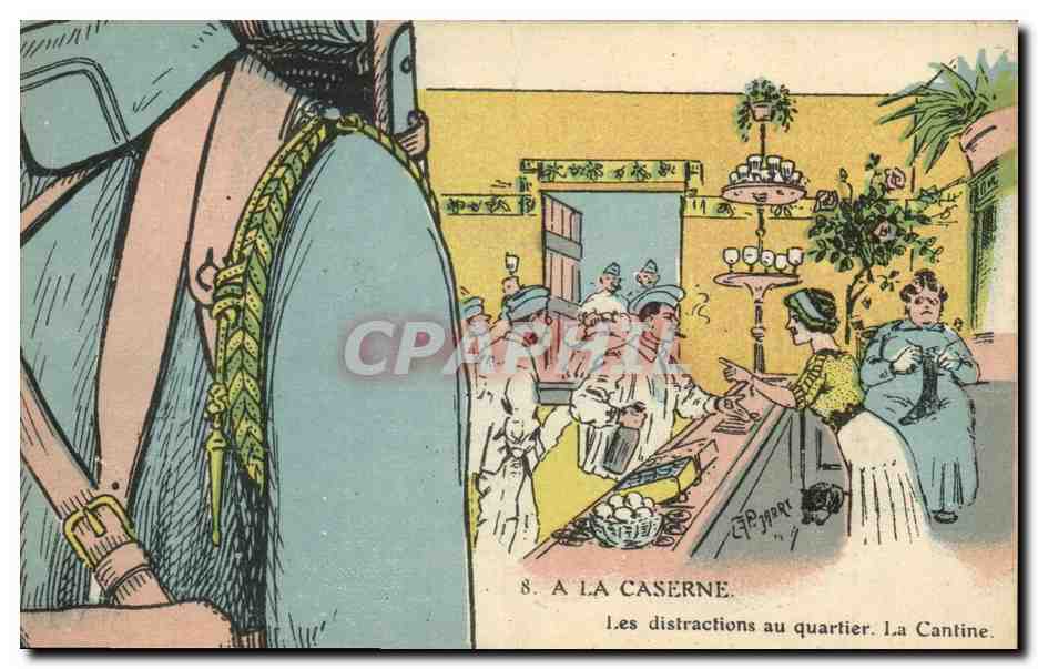 CPA Puzzle Militaria A la caserne Les distractions du quartier La cantine