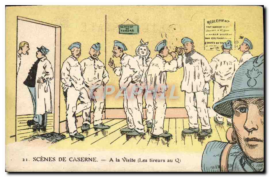 CPA Puzzle Militaria A la visite Les tireurs au Q Docteur