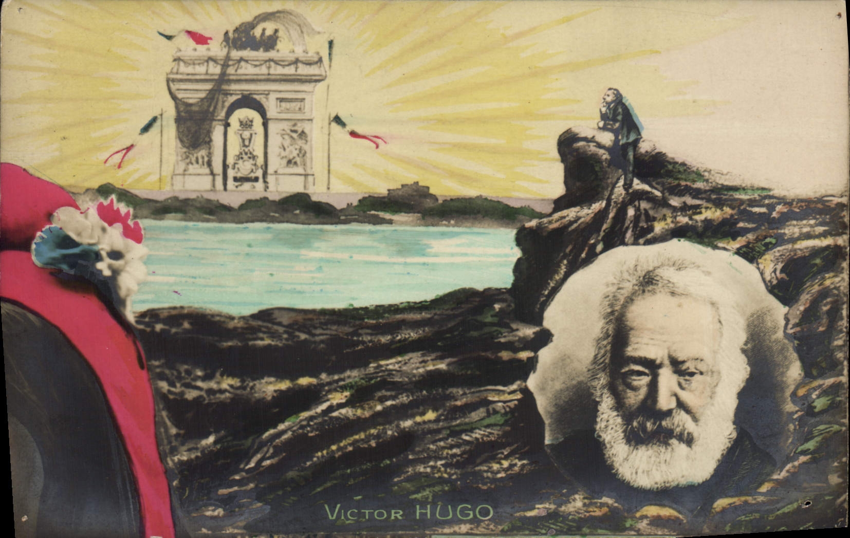 Antike Ansichtskarte Puzzle Victor Hugo Arc de Triomphe