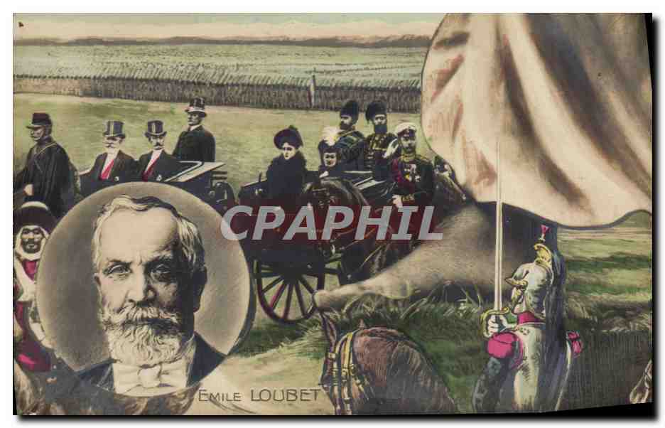 Antike Ansichtskarte Puzzle Emile Loubet Nicolas II Russland