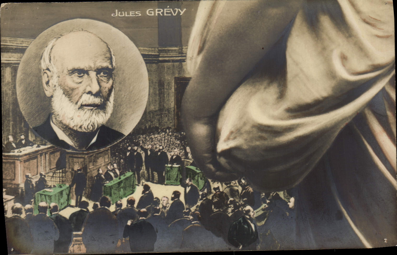 Antike Ansichtskarte Puzzle Jules Grevy