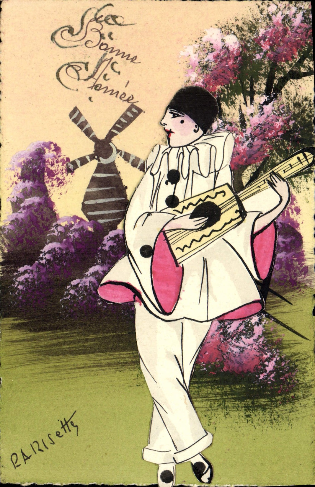 Clown jouant de la mandoline — Parisette — Parisette