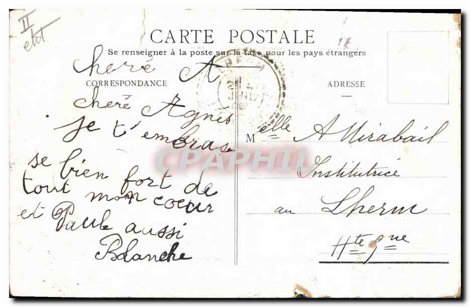 CPA Femme Pierrot  — Verso