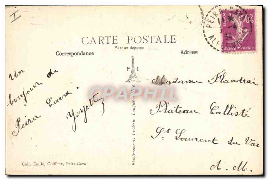 CPA Arbre Peira Cava Foret de la Mairis Chasseurs Alpins Militaria  — Rückseite