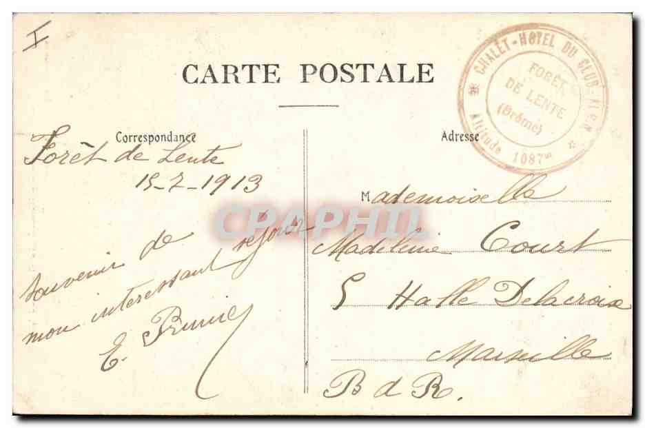 CPA Arbre Foret de Lente Route forestiere  — Verso