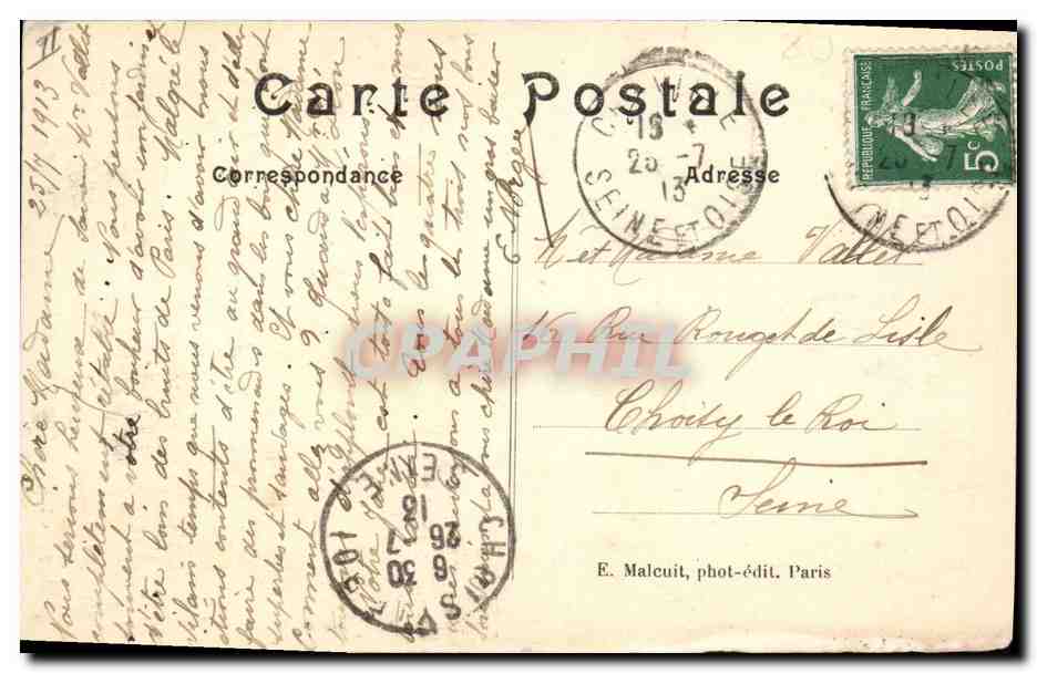 CPA Arbre Chaville Le chene de la vierge  — Rückseite
