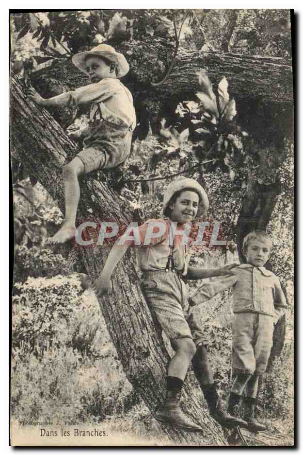 Trois enfants dans les branches — Photographie J. Pahro — n° de série non visible