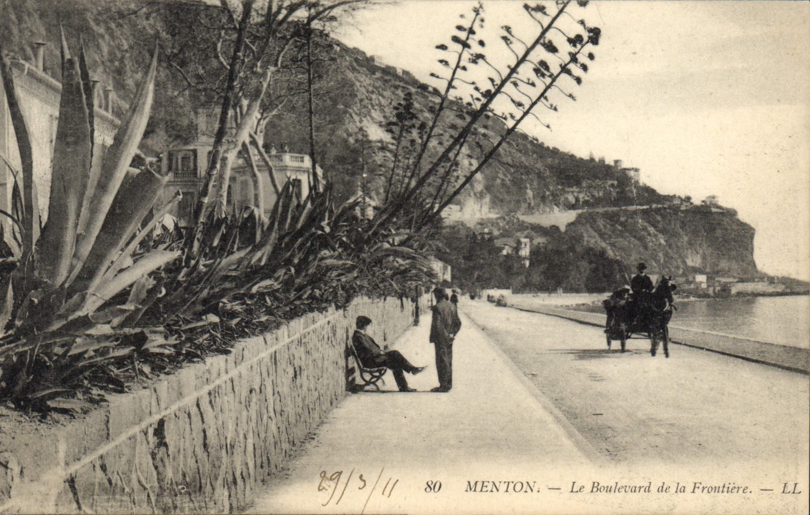 CPA Fleurs Menton Le boulevar de la frontiere Cactus 