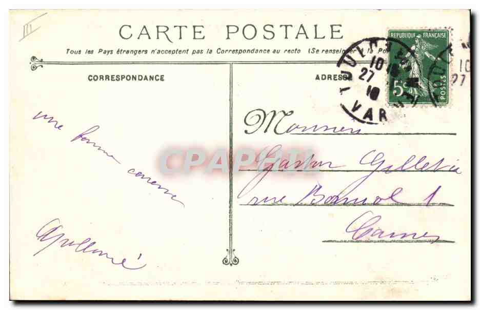 CPA Fleurs Toulon Morillon aloes du jardin d'acclimation Enfants  — Verso