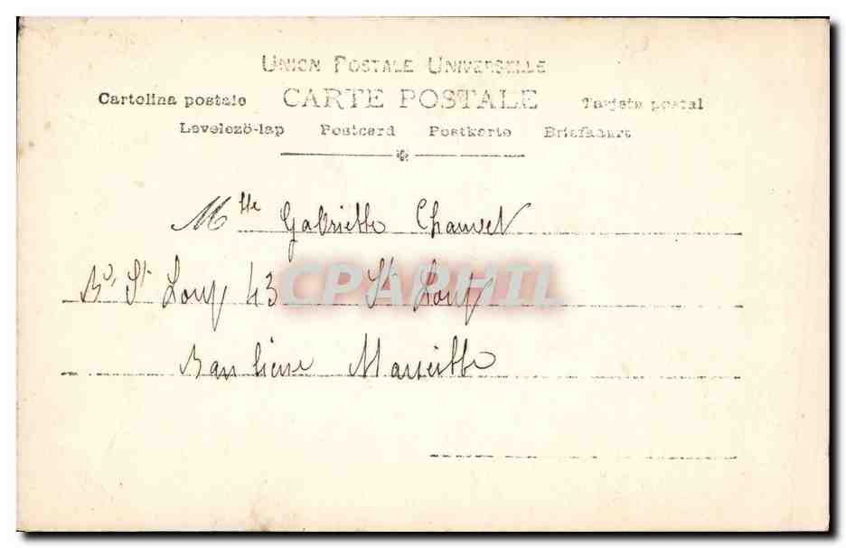 Jeune femme en robe rose — décor floral et paysage — éditeur Rautlinger, Paris, n° 314 — Achterkant