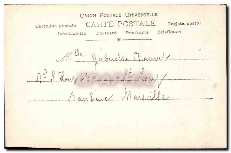 Femme en robe lilas — décor floral et ornements — Reutlinger Paris n° 937/3 — Verso