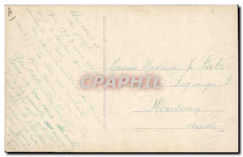Carte de vœux avec le chiffre 1 — décor de gui et ruban bleu — éditée par Rota, n° 5338 — Verso