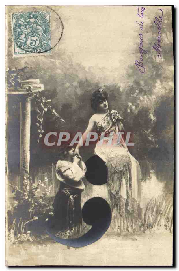 CPA Fantaisie Femme Point virgule 