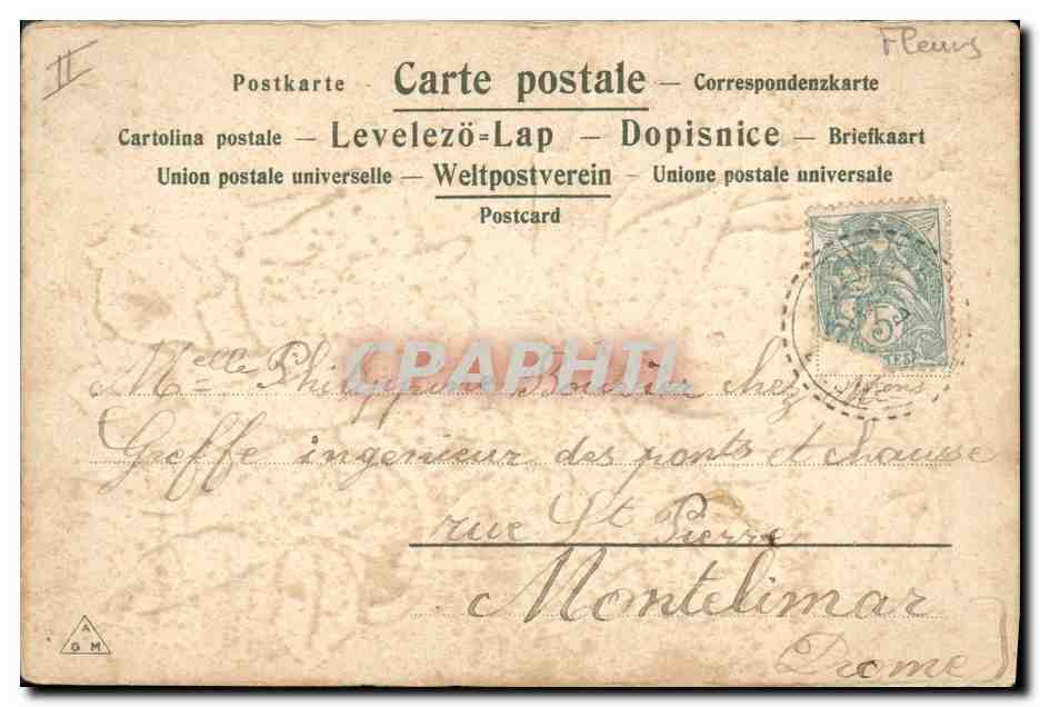 CPA Fantaisie Fleurs  — Rückseite