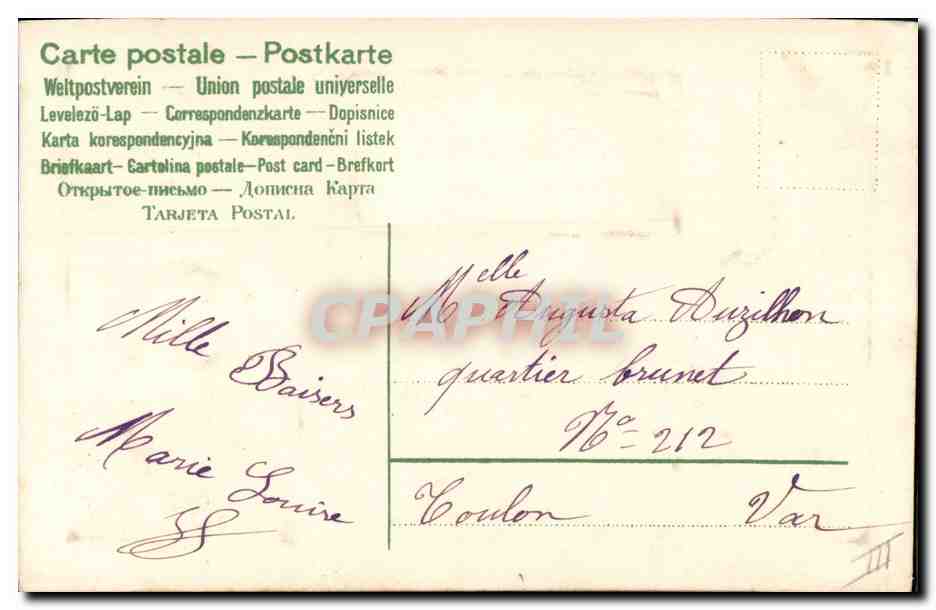 CPA Fantaisie Fleurs Moulin a vent — Rückseite