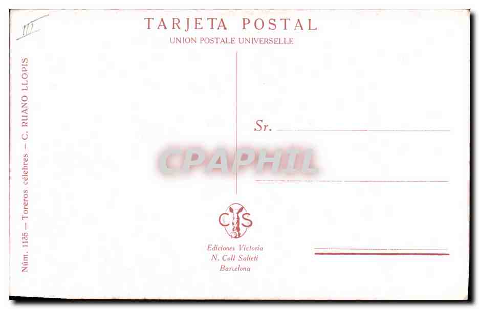 CPA Corrida Course de taureaux Un Volapie Varelito  — Rückseite