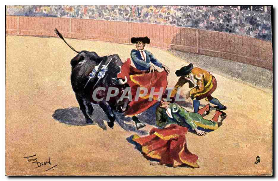 CPA Corrida Course de taureaux An anxious moment 