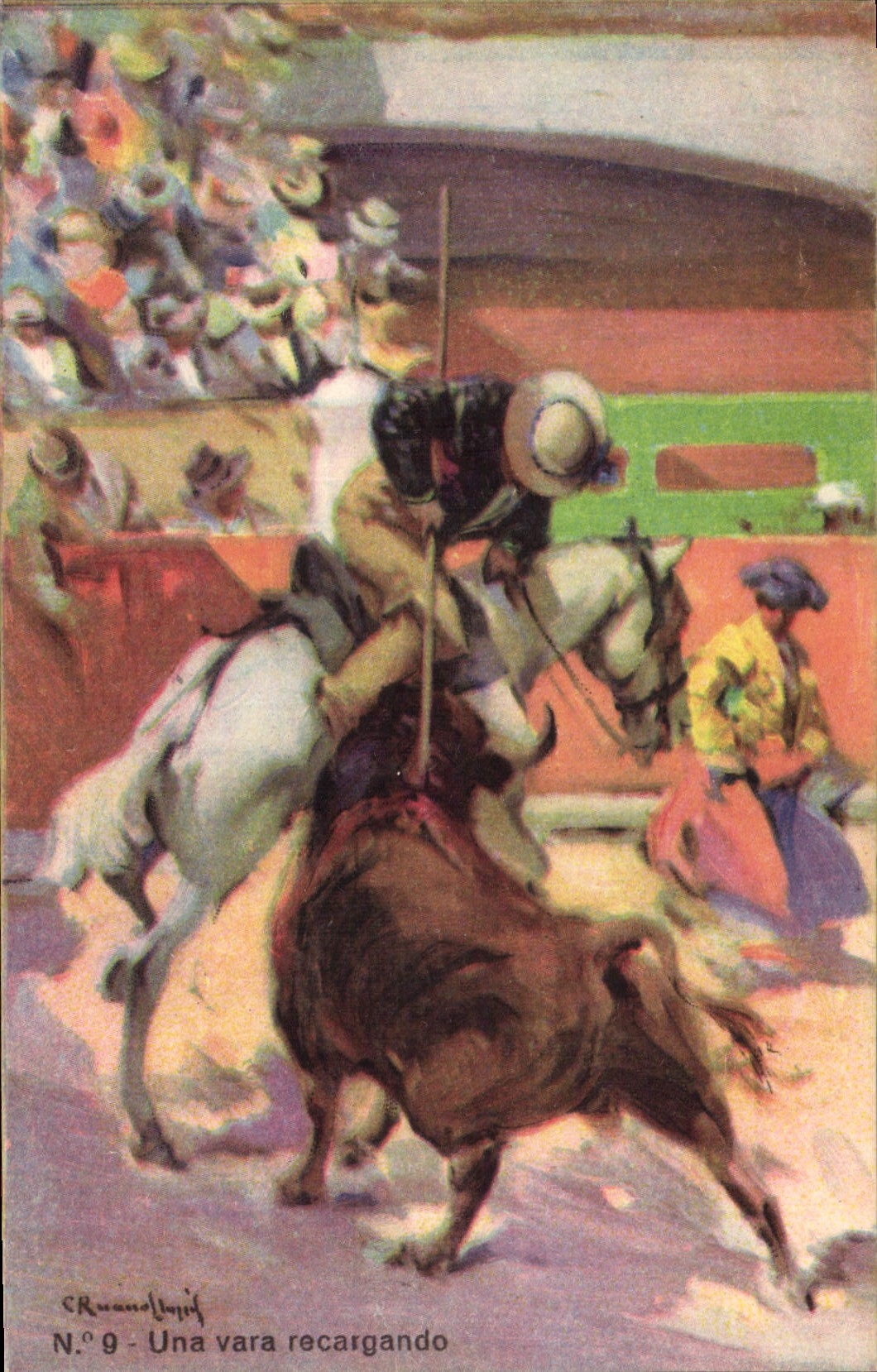 CPA Corrida Course de taureaux Una vara recargando 