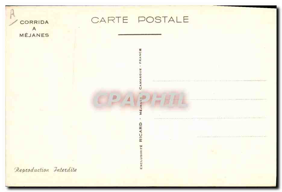 Corrida à Méjanes — reproduction exclusive — éditeur Ricard — Reverso