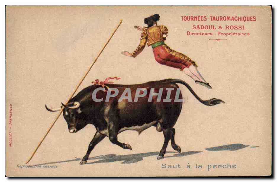 Saut à la perche — Tournées Tauromachiques Sadoul & Rossi — Moullet - Impr. Marseille