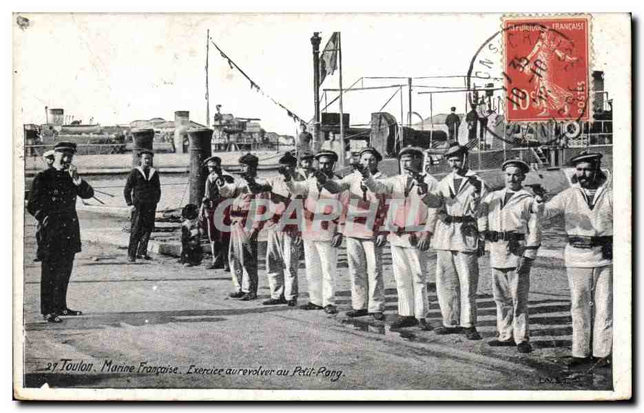 Toulon. Marine Française. Exercice au revolver au Petit-Pont.