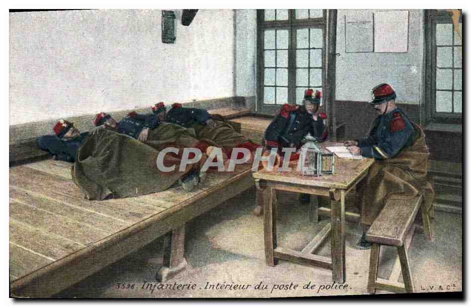 CPA Militaria Interieur d'un poste de police